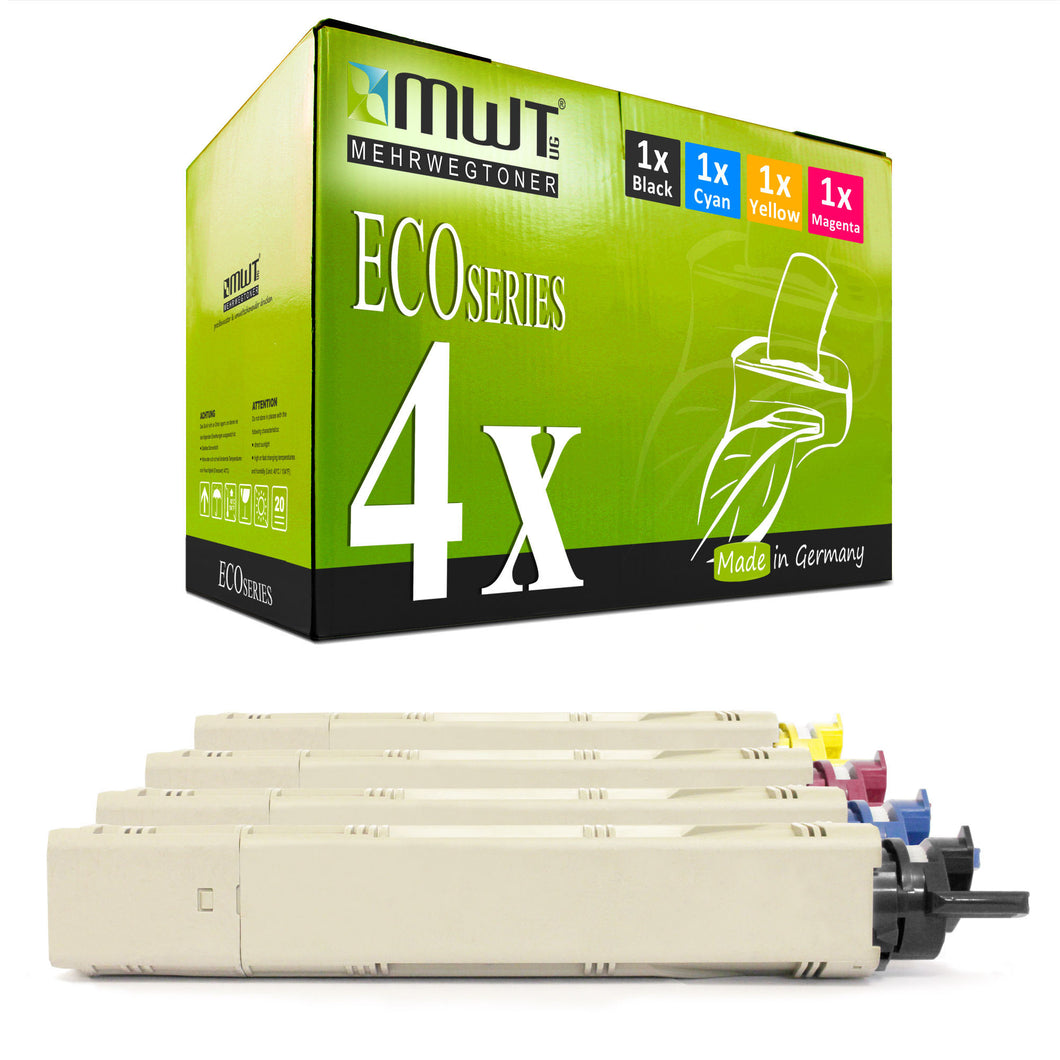 4x Alternative Toner für OKI 43459324 Schwarz + 43459371 Cyan + 43459370 Magenta + 43459369 Gelb