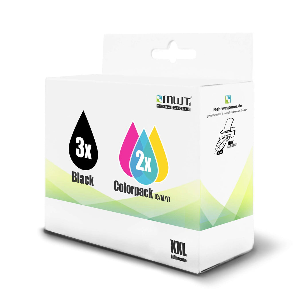 5x Alternative Tintenpatronen für Canon PG37 CL38 2145B009: 2x 2146B001 Color + 3x 2145B001 Schwarz