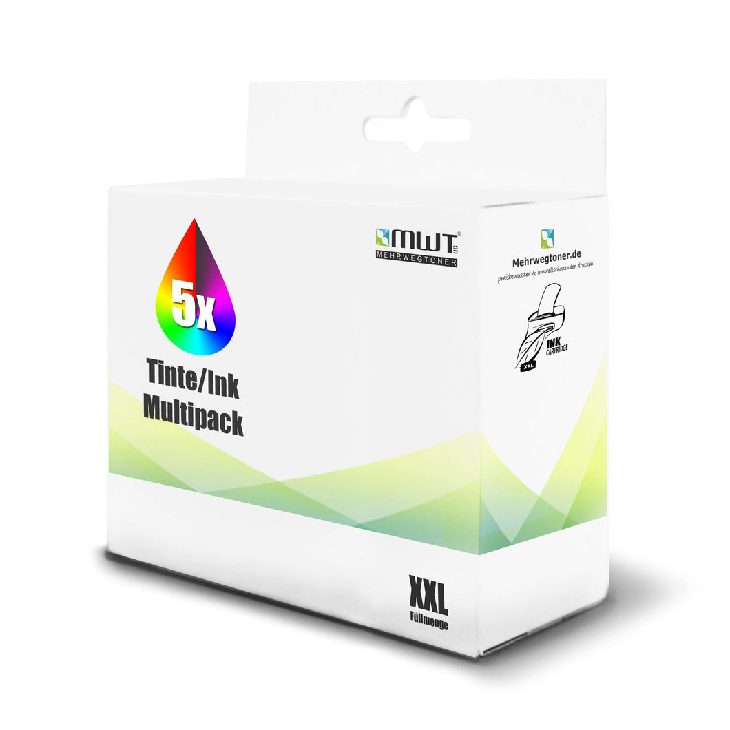 5x Alternative Tintenpatronen für Epson T7891-94: 2x C13T789140 Schwarz + T7892 C13T789240 Cyan + T7893 C13T789340 Magenta + T7894 C13T789440 Gelb